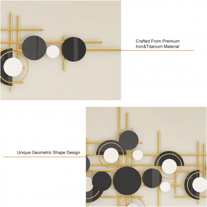HMR - Modern Abstract Metal Wall Decor with Geometric Overlapping Design