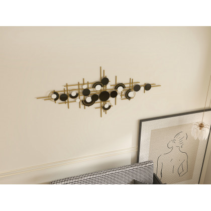 HMR - Modern Abstract Metal Wall Decor with Geometric Overlapping Design