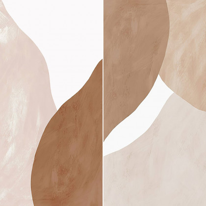 HMR - Japandi Abstract Wall Decor for Living Room Canvas Art Painting with Gold Frame (Set of 2)