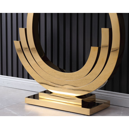 HMR Marble Console Table Narrow Rectangle Entryway Table - Gold/Black, 47.2"
