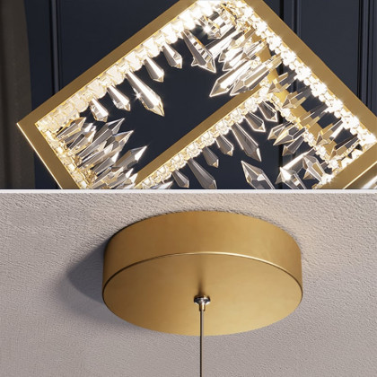 HMR - Gold Geometric Pendant Light with Crystal Accents LED 1-Light