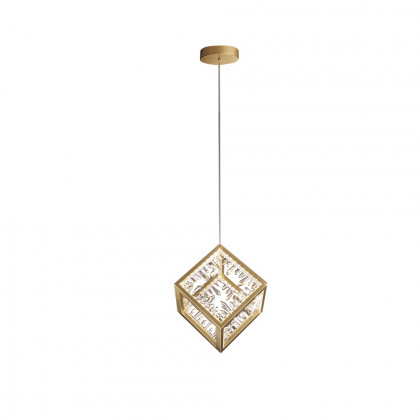HMR - Gold Geometric Pendant Light with Crystal Accents LED 1-Light