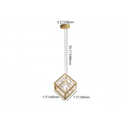 HMR - Gold Geometric Pendant Light with Crystal Accents LED 1-Light