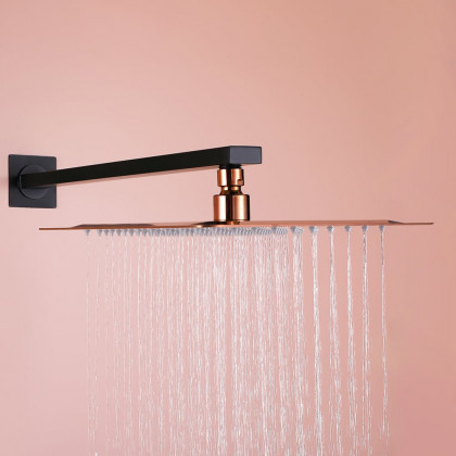 HMR - Wall-Mount Shower System 10" Rainfall Shower Head with Hand Shower Black & Rose Gold