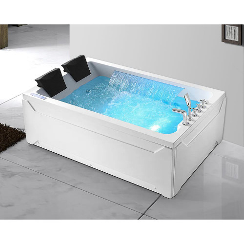 HMR - 73'' Double Bathtub with Massage & Ambient Lighting