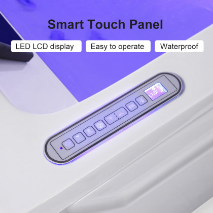 HMR 73'' Double Bathtub with Massage & Ambient Lighting - White, Heated: No