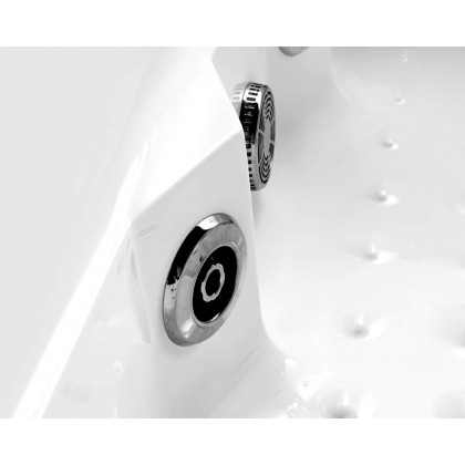 HMR 73'' Double Bathtub with Massage & Ambient Lighting - White, Heated: No