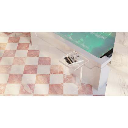 HMR 73'' Double Bathtub with Massage & Ambient Lighting - White, Heated: No
