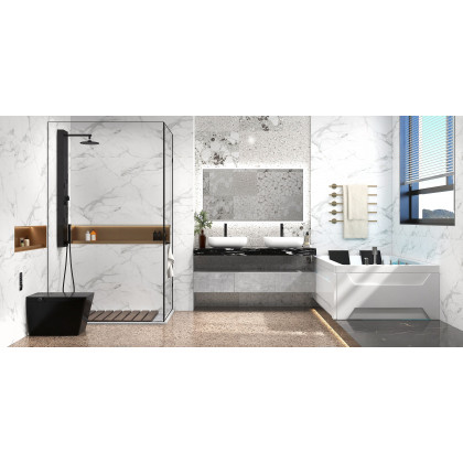 HMR 73'' Double Bathtub with Massage & Ambient Lighting - White, Heated: No