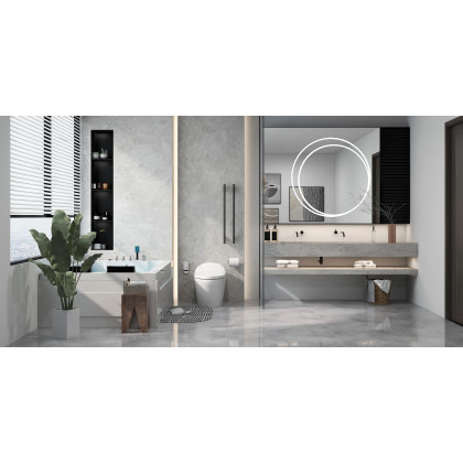 HMR 73'' Double Bathtub with Massage & Ambient Lighting - White, Heated: No