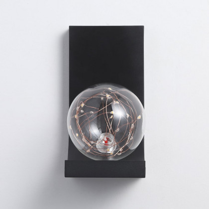 HMR - Modern Black LED Flush Mount Wall Sconce with Glass Globe Shade