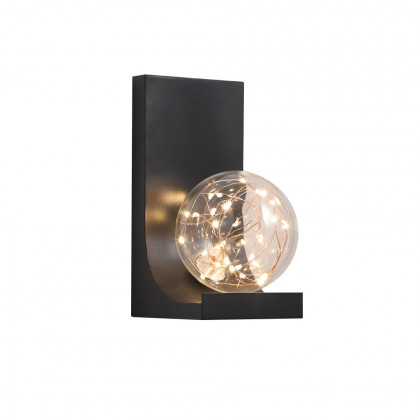 HMR - Modern Black LED Flush Mount Wall Sconce with Glass Globe Shade