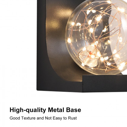 HMR - Modern Black LED Flush Mount Wall Sconce with Glass Globe Shade