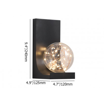 HMR - Modern Black LED Flush Mount Wall Sconce with Glass Globe Shade