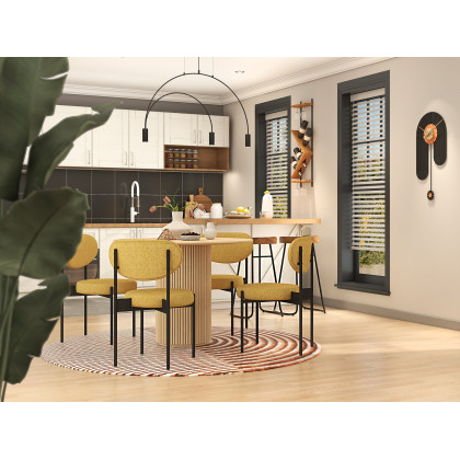 HMR Japandi Style Round Wood Dining Table - Natural, 39.4" (Seats 2-4 People)