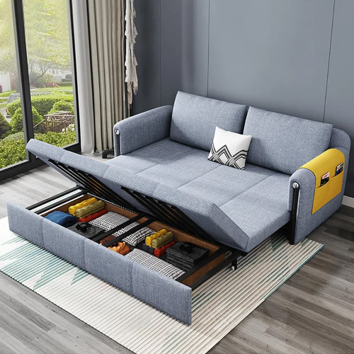 HMR - 77" Queen 2-Seater Linen Sleeper Sofa with Trundle