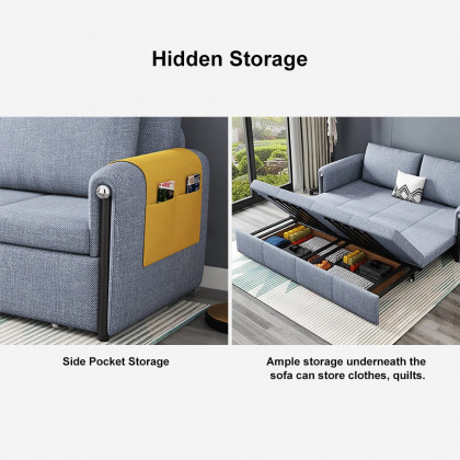 HMR - 77" Queen 2-Seater Linen Sleeper Sofa with Trundle