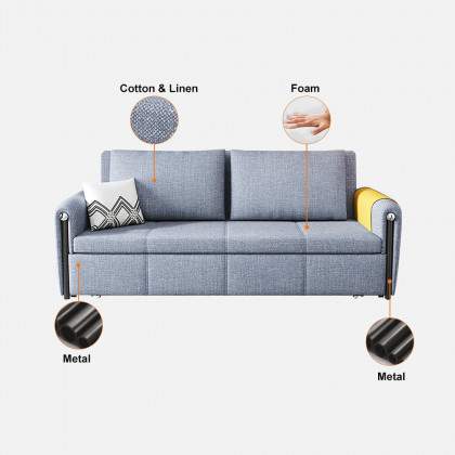 HMR - 77" Queen 2-Seater Linen Sleeper Sofa with Trundle
