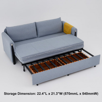 HMR - 77" Queen 2-Seater Linen Sleeper Sofa with Trundle