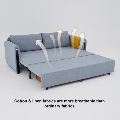 HMR - 77" Queen 2-Seater Linen Sleeper Sofa with Trundle
