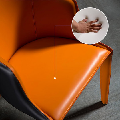 HMR - Modern Dining Chairs with Saddle Leather Upholstery Orange