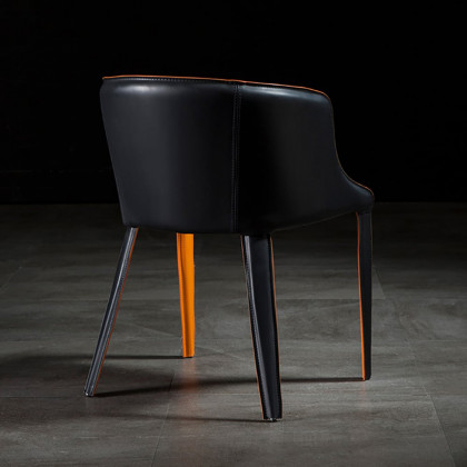 HMR - Modern Dining Chairs with Saddle Leather Upholstery Orange