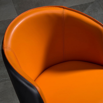 HMR - Modern Dining Chairs with Saddle Leather Upholstery Orange