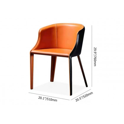 HMR - Modern Dining Chairs with Saddle Leather Upholstery Orange