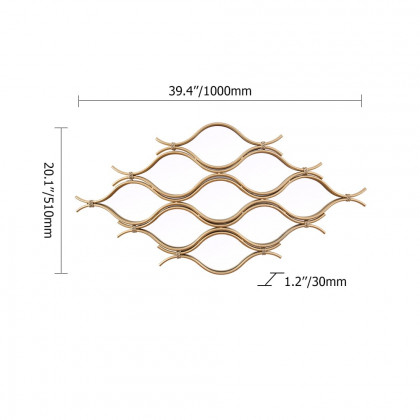 HMR - 39.4" Glam Irregular Geometric Gold Metal Abstract Wall Mirror for Entryway