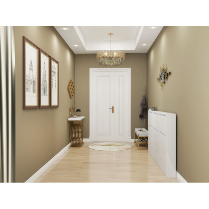 HMR - 39.4" Glam Irregular Geometric Gold Metal Abstract Wall Mirror for Entryway