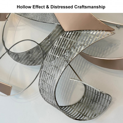 HMR - 47.2" Large Modern 3D Metal Wall Decor Abstract Geometric Overlapping Art Living Room