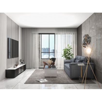 HMR - 47.2" Large Modern 3D Metal Wall Decor Abstract Geometric Overlapping Art Living Room
