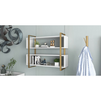 HMR - 47.2" Large Modern 3D Metal Wall Decor Abstract Geometric Overlapping Art Living Room