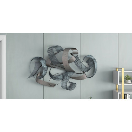 HMR - 47.2" Large Modern 3D Metal Wall Decor Abstract Geometric Overlapping Art Living Room