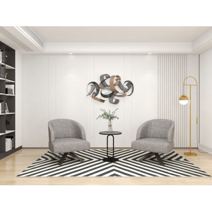 HMR - 47.2" Large Modern 3D Metal Wall Decor Abstract Geometric Overlapping Art Living Room