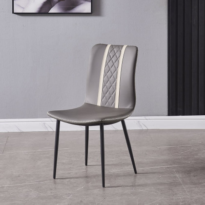 HMR - Set of 2 Modern Dining Chairs with PU Leather Upholstery Gray