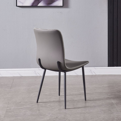 HMR - Set of 2 Modern Dining Chairs with PU Leather Upholstery Gray