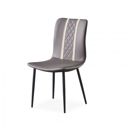 HMR - Set of 2 Modern Dining Chairs with PU Leather Upholstery Gray