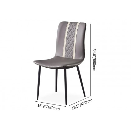HMR - Set of 2 Modern Dining Chairs with PU Leather Upholstery Gray