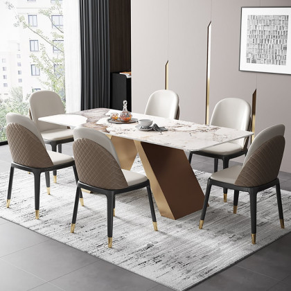 HMR Modern Style Rectangular Sintered Stone Dining Table - 63" (Seats 4-6 People)