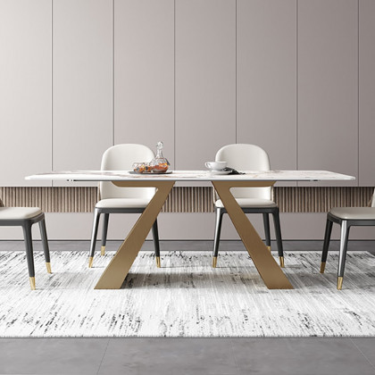 HMR - Modern Style Rectangular Sintered Stone Dining Table