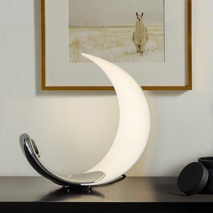 HMR - White Half-Moon Warm Light Table Lamp with Adjustable Brightness Metal Desk Lamp