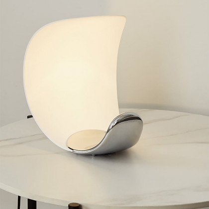 HMR - White Half-Moon Warm Light Table Lamp with Adjustable Brightness Metal Desk Lamp