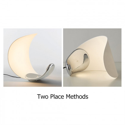 HMR - White Half-Moon Warm Light Table Lamp with Adjustable Brightness Metal Desk Lamp