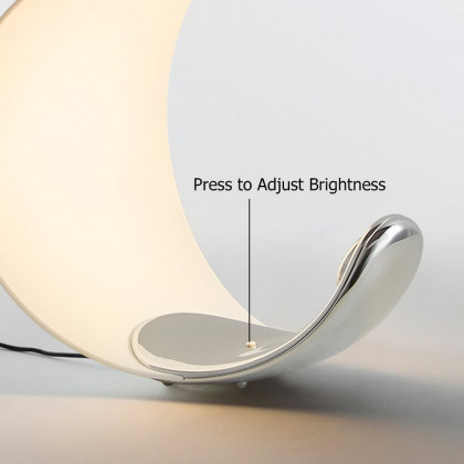 HMR - White Half-Moon Warm Light Table Lamp with Adjustable Brightness Metal Desk Lamp