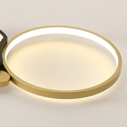 HMR - Multi-Circles 6-Light LED Flush Mount Ceiling Light in Black & Gold