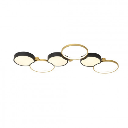 HMR - Multi-Circles 6-Light LED Flush Mount Ceiling Light in Black & Gold