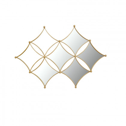 HMR - Luxury Gold Metal Wall Mirror Geometric Rhombus Home Decor