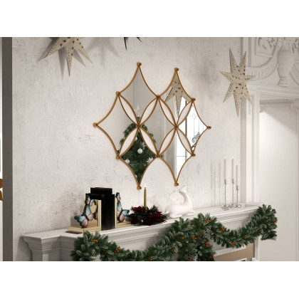 HMR - Luxury Gold Metal Wall Mirror Geometric Rhombus Home Decor