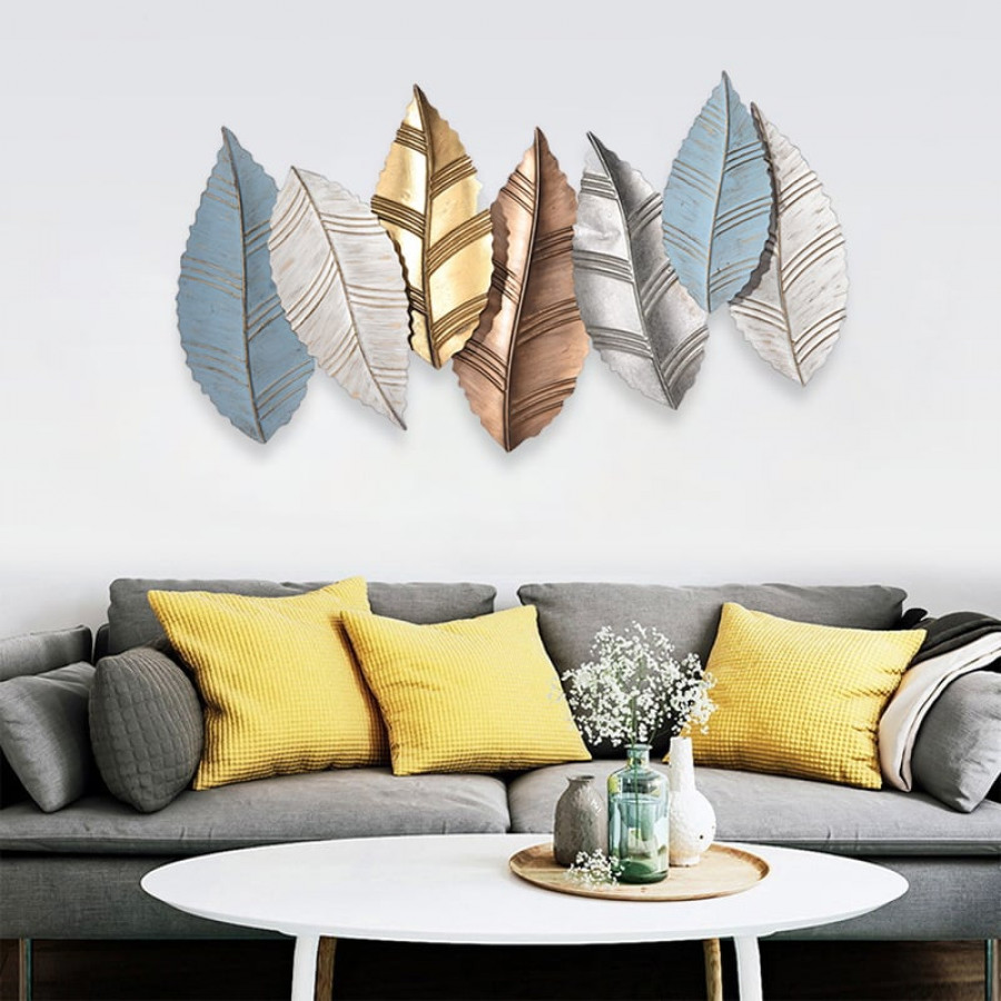 HMR - 3D Modern Creative Leaves Wall Decor Metal Overlapping Accents